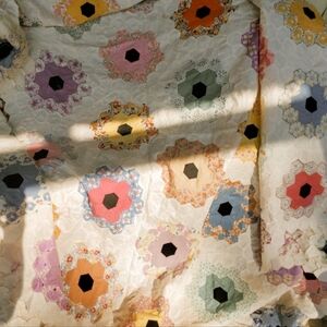 Amazing vintage handmade grandmother's garden quilt top